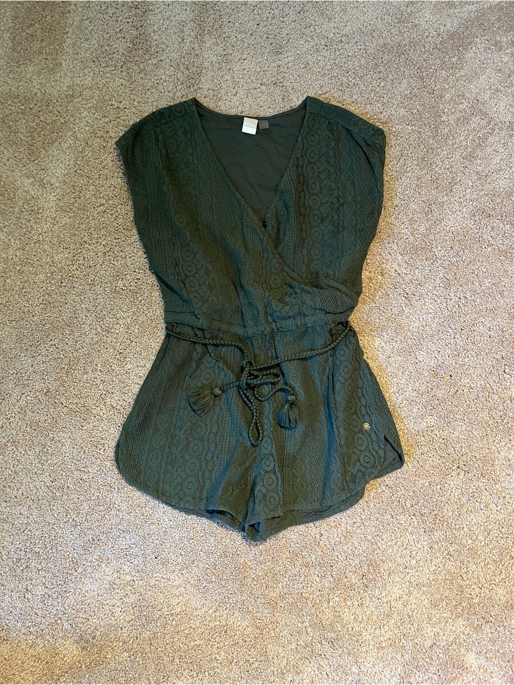 Roxy Dark Green Lace Romper